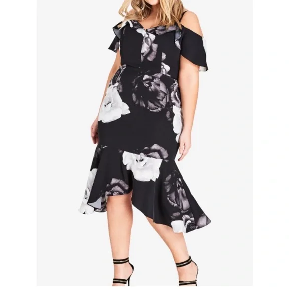 City Chic Rose Shadows Dress XS/14 - Picture 2 of 16